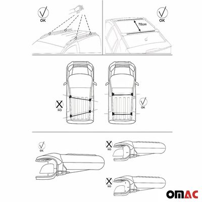 1997-2005 Mercedes M ML Class W163 Roof Rack Cross Bars Black