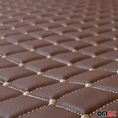 Embossed Brown Faux Leather Lining Cream Stitch Car Upholstery 1 Yardx1.5 Yards