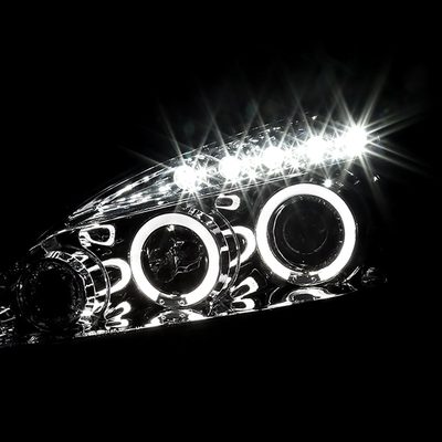2003-2007 Honda Accord Dual Halo Projector Headlights Chrome/Clear Lens