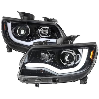2015-2021 Chevy Colorado LED Bar Projector Headlights Glossy Black/Clear Lens