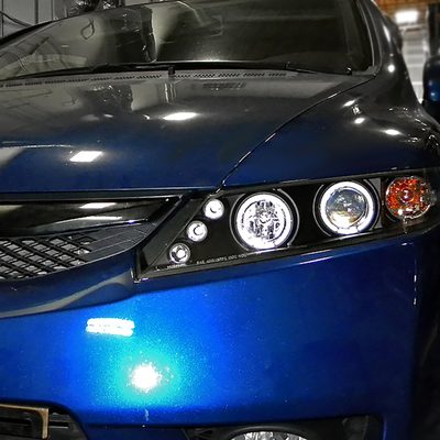2006-2011 Honda Civic Sedan Dual Halo Projector Headlights Matte Black/Clear