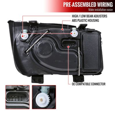 1999-2005 VW Jetta/Bora Mk4 V3 Factory Style Headlights Matte Black/Clear Lens