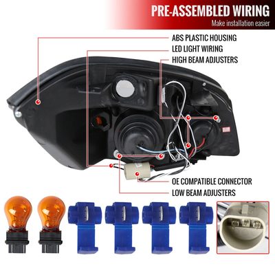 2005-2010 Chevy Cobalt Pontiac /Pursuit Dual Halo Projector Headlights Chrome