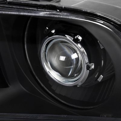2005-2009 Ford Mustang H1 Projector Headlights Matte Black/Clear Lens