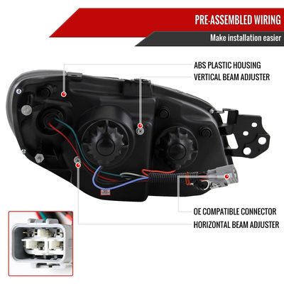 2006-2007 Subaru Impreza WRX/STI Projector Headlights LED Light Strip Black