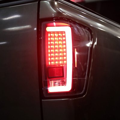 2004-2015 Nissan Titan LED Tail Lights with Red LED Tube Matte Black/Clear