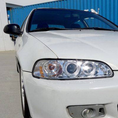 1992-1995 Honda Civic Dual Halo Projector Headlights Chrome/Clear Lens