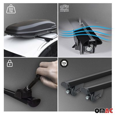 2019-2026 Audi Q8 e-tron Roof Rack Cross Bars Luggage Lbs Black 2 Pcs