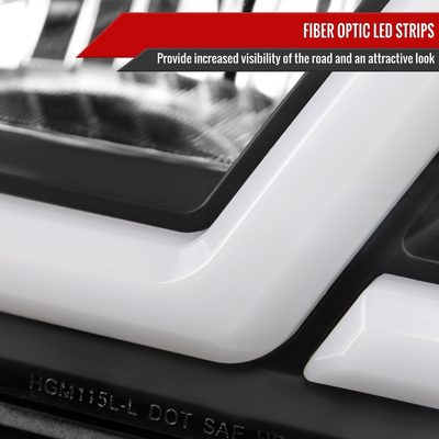 2000-2005 Chevy Impala LED Bar Factory Style Headlights Matte Black/Clear Lens