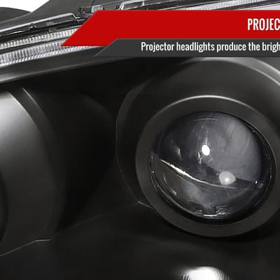 2004-2005 Honda Civic Projector Headlights R8 LED Light Strip Matt Black/Clear