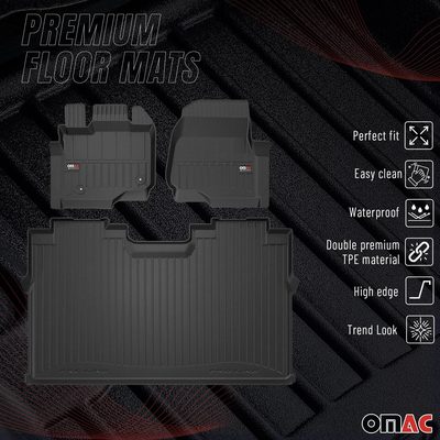 2015-2020 Ford F-150 Lightning /F-150 Raptor /F-150 Super Crew Premium Floor Mats Liners Full Set All Weather Heavy Duty