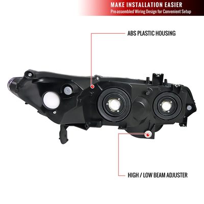 2006-2011 Honda Civic Coupe Factory Style Crystal Headlights Chrome/Smoke Lens