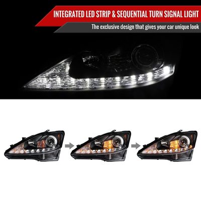 2006-2010 Lexus IS250/IS350 LED Light Projector Headlights Turn Signals Black