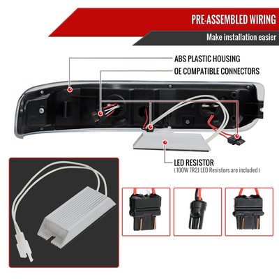 1999-2002 Chevy Silverado/ 00-2006 Tahoe Suburban LED Bumper Lights Chrome