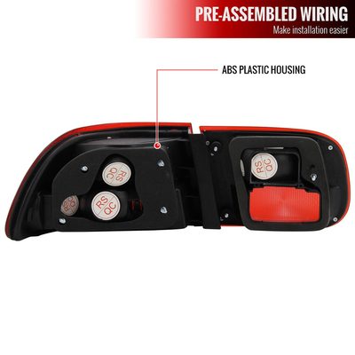 1992-1995 Honda Civic Tail Lights Chrome Housing/Red Clear Lens