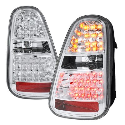 2005-2006 Mini Cooper S LED Tail Lights Chrome Housing/Clear Lens