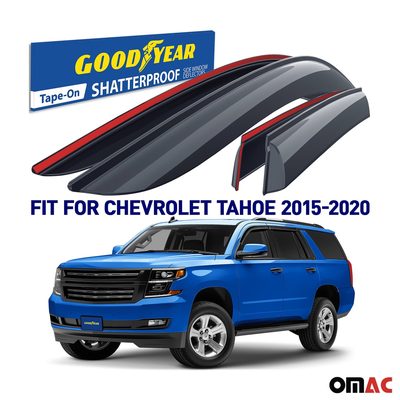 Goodyear Wind Deflectors for Chevy Tahoe 2015-2020 Tape-On Premium Smoke 4 pcs