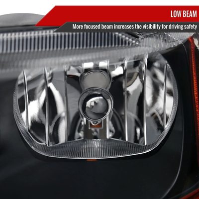 1999-2004 Jeep Grand Cherokee Factory Crystal Headlights Matt Black/Clear