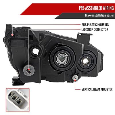 2016-2021 Honda Civic LED Strip Factory Projector Headlights Matt Black/Smoke