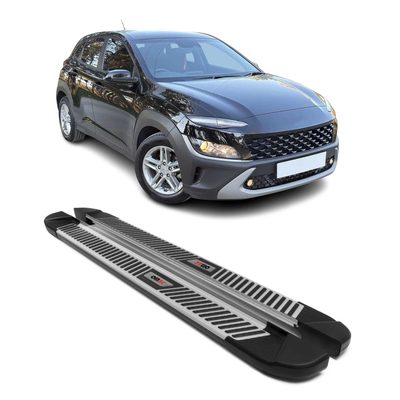 2018-2023 Hyundai Kona Running Boards Side Steps Silver & Black