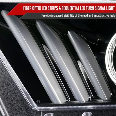 2010-2014 Ford Mustang LED Bar Projector Headlights Turn Signals Jet Black