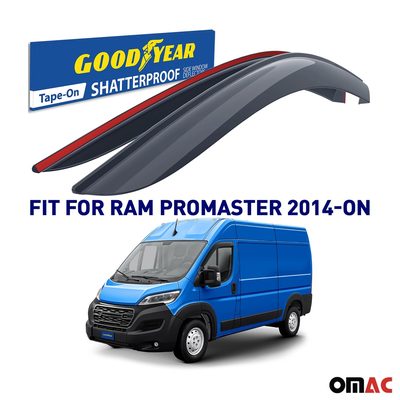 Goodyear Wind Deflector for RAM ProMaster 1500 2500 3500 2014-2025 Tape-On 2 pcs