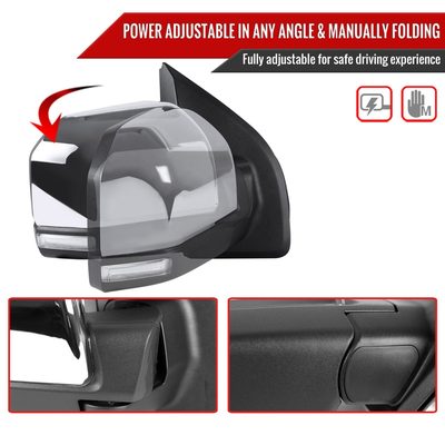 2015-2020 Ford F-150 Chrome Heated Side Mirror LED Turn Signal Passenger Side
