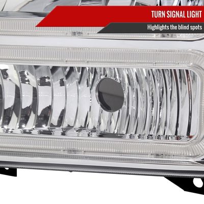 1999-2004 Ford F-250/350/450/550/Excursion Headlights Dual LED C-Bar Chrome