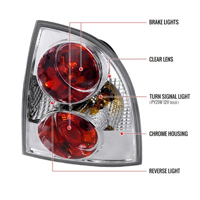 2001-2005 VW Passat Sedan Tail Lights Chrome Housing/Clear Lens