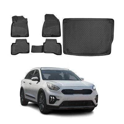 2017-2022 Kia Niro 1.gen Plug-in Hybrid Floor Mats & Cargo Liner Full Set All Weather Black