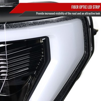 2015-2017 Ford F-150 LED Bar Projector Headlights Jet Black/Clear Lens