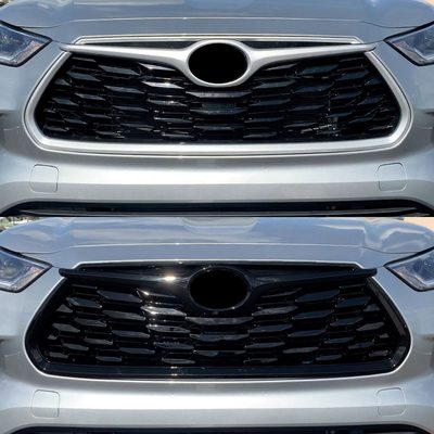 2020-2024 Toyota Highlander Grille Overlay Gloss Black 1Pcs ABS Plastic