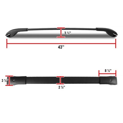 2014-2018 Subaru Forester IV Black Powder Coated Aluminum Roof Rack Cross Bars