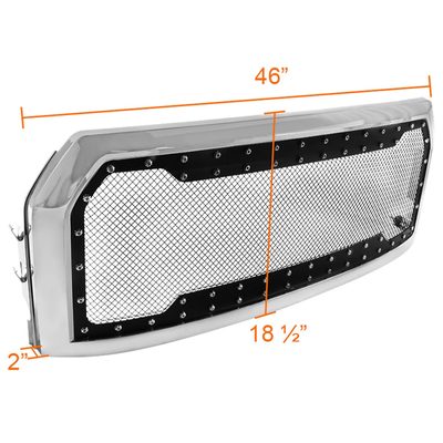 2015-2017 Ford F-150 Chrome ABS Rivet Style Grille w/ Stainless Steel Mesh