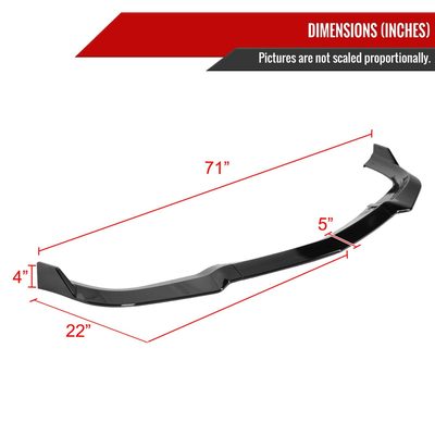 2011-2014 Dodge Charger SRT8 Glossy Black 3PC Front Bumper Lip Splitter Kit