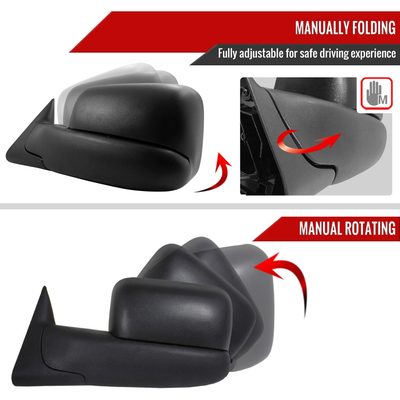 1998-2002 Dodge RAM Adjustable Heated Manual Fold & Extendable Towing Mirrors