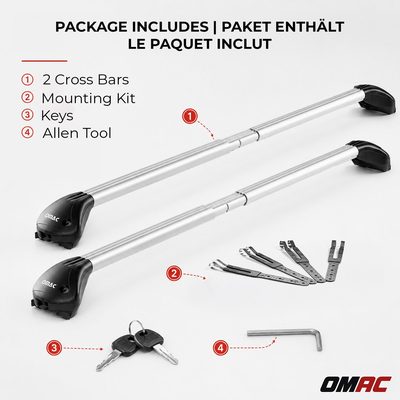 Roof Rack Cross Bars Luggage Carrier for Volvo V40 2013-2019 Alu Silver 2Pcs