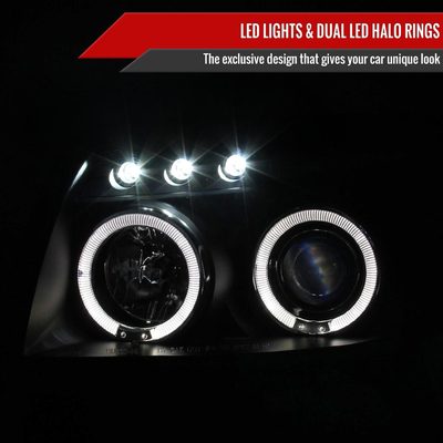 2003-2005 Toyota 4Runner Dual Halo Projector Headlights Matte Black/Clear Lens