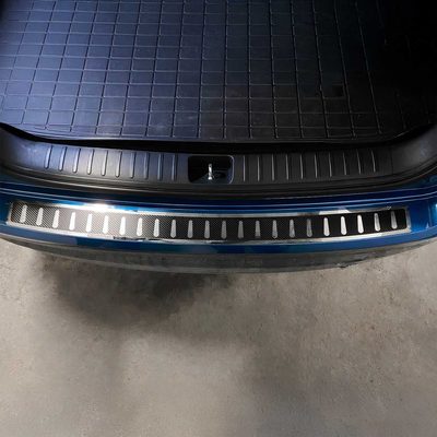 2019-2021 Hyundai Tucson Rear Bumper Guard Carbon Foiled & Stainless Steel Silver