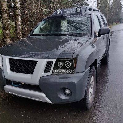 2005-2015 Nissan Xterra Dual Halo Projector Headlights Matte Black/Clear Lens