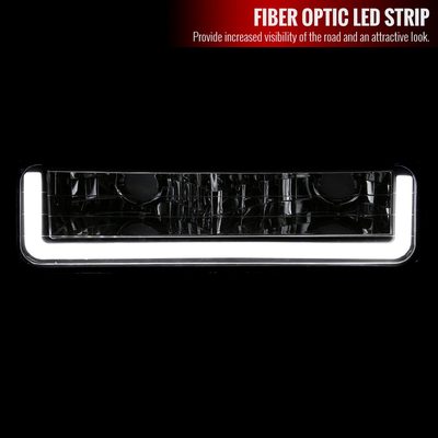 1988-1998 Chevy C10 GMC C/K LED Strip Bumper Corner Signal Lights Chrome/Smoke