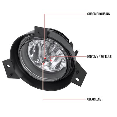 2001-2003 Ford Ranger H10 Fog Lights Chrome Housing/Clear Lens