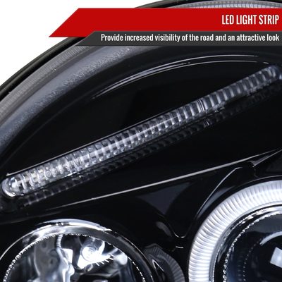 1998-2005 VW Beetle Halo Projector Headlights Glossy Black/Smoke Lens