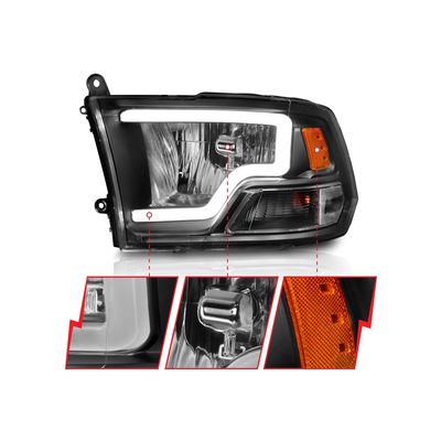 Anzo Black Crystal U-Bar Headlights 111515
