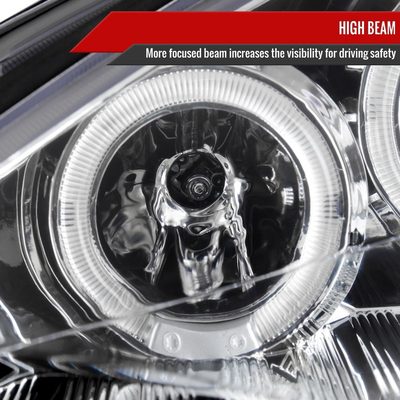 2000-2004 Ford Focus Dual Halo Projector Headlights Chrome/Clear Lens