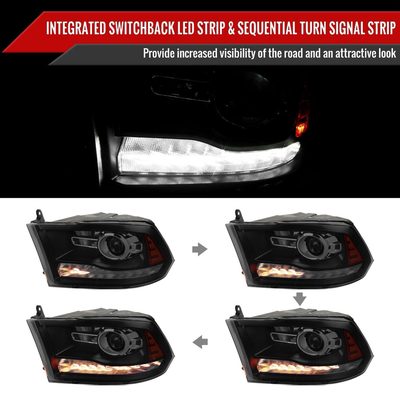 2009-2018 Dodge RAM 1500 / RAM 2500 3500 LED Bar Headlights Smoke