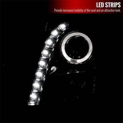 2003-2007 Cadillac CTS Halo Projector Headlights SMD LED Light Strip Chrome