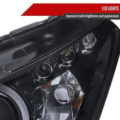2008-2012 Honda Accord Coupe Dual Halo Projector Headlights Glossy Black/Smoke
