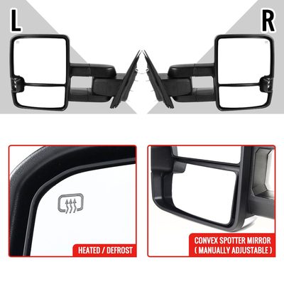 2014-2016 Chevy Silverado/Sierra Heated ATS Manual Chrome Towing Mirrors Smoke