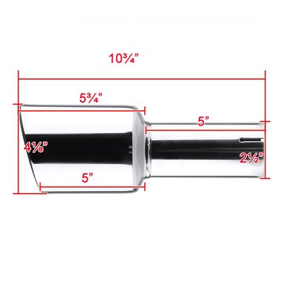 Universal 2.5" Inlet/4.125" Outlet Chrome S.Steel Angled Exhaust Tips - 2PC